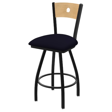 Holland Bar Stool Co 25" Swivel Counter Stool, Black Wrinkle, Nat Back, Canter Twilight Seat X830